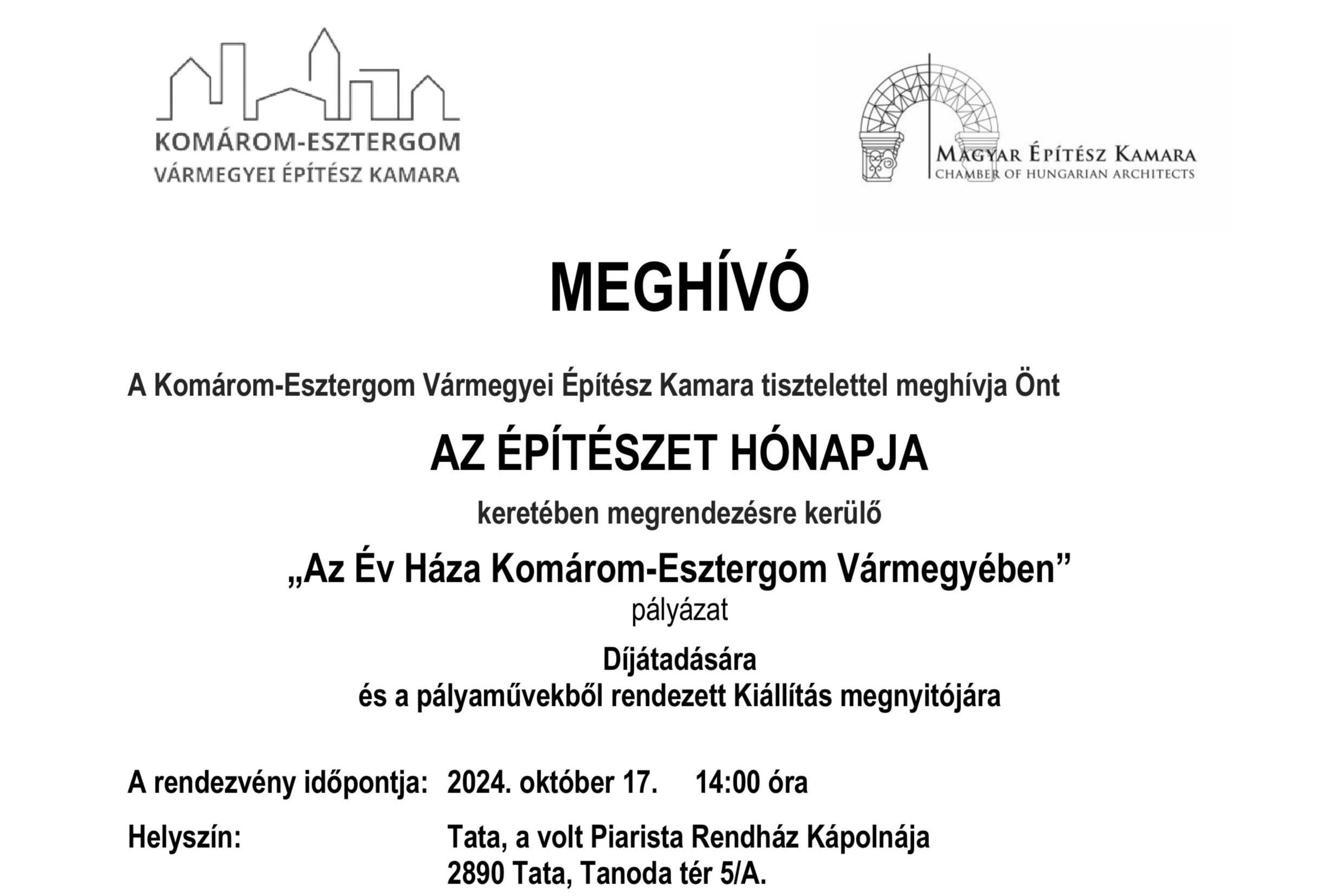 Az Év Háza Komárom-Esztergom Vármegyében 2024. évi Pályázatának Díjátadása és kiállítás