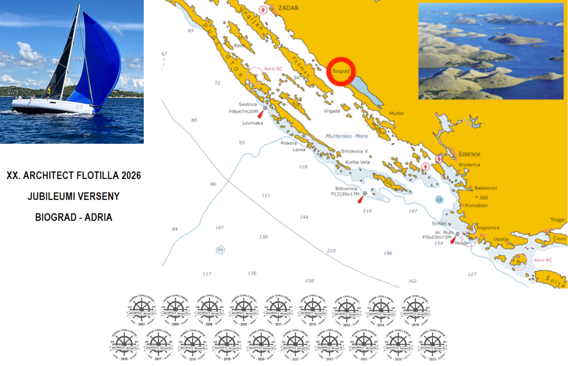 XX. Architect Flotilla - Jubileumi Év, - Biograd - Adria, 2026 - Versenyfelhívás XX. Architect Flotilla - Jubileumi Év, - Biograd - Adria, 2026 - Versenyfelhívás