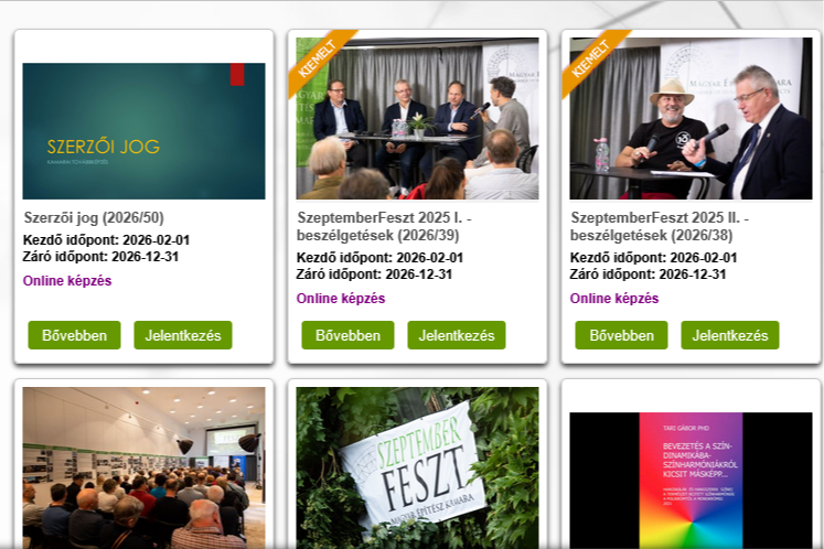 Továbbképzési pontos online képzések a MÉK honlapján