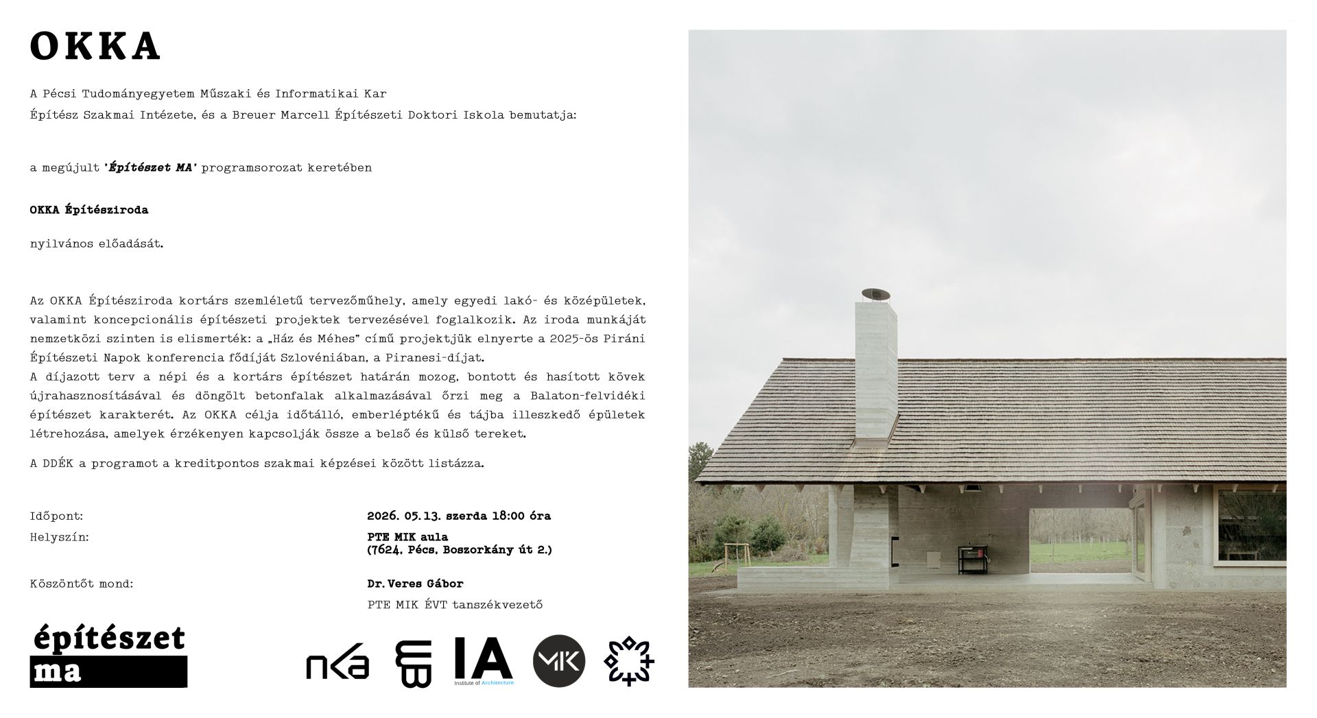 OKKA Építész Iroda nyilvános előadása
