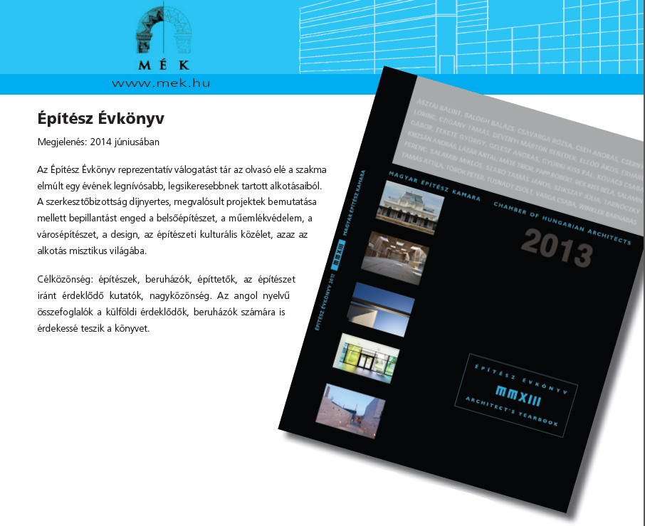 Építész Évkönyv 2014 - megjelenés júliusban