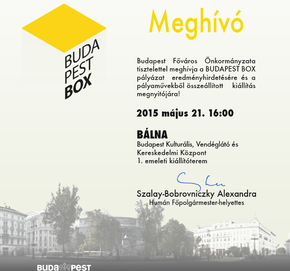 BUDAPEST BOX pályázat eredményhirdetése - 2015.05.21