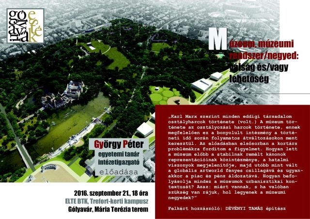 Gólyavári esték: György Péter egyetemi tanár intézetigazgató  előadása - Múzeum, múzeumi rendszer / negyed