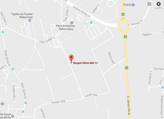 Rendezetlen tervezési díj 7632 Pécs, Nyugati Kőhíd dűlő 13. HRSZ: 60269/1
