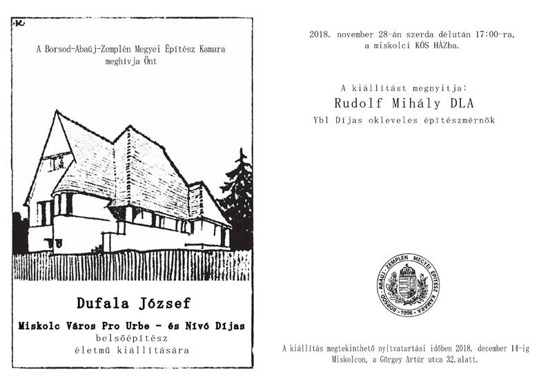 Dufala József belsőépítész életmű kiállítása