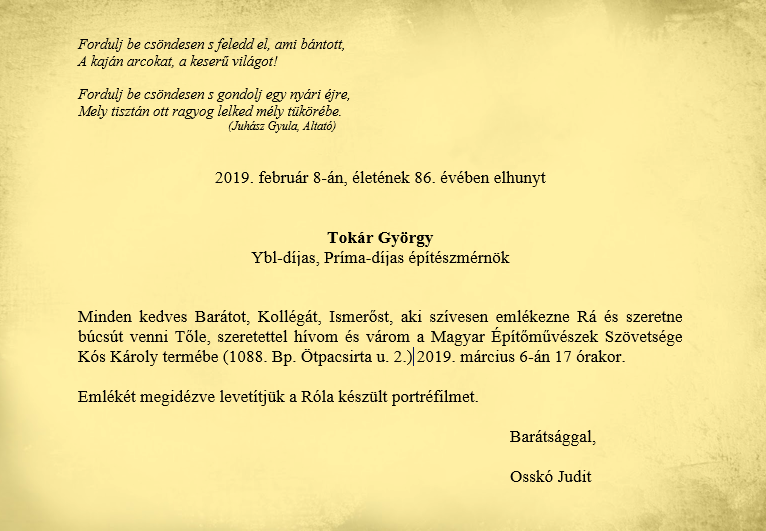 Tokár Györgyre emlékezünk