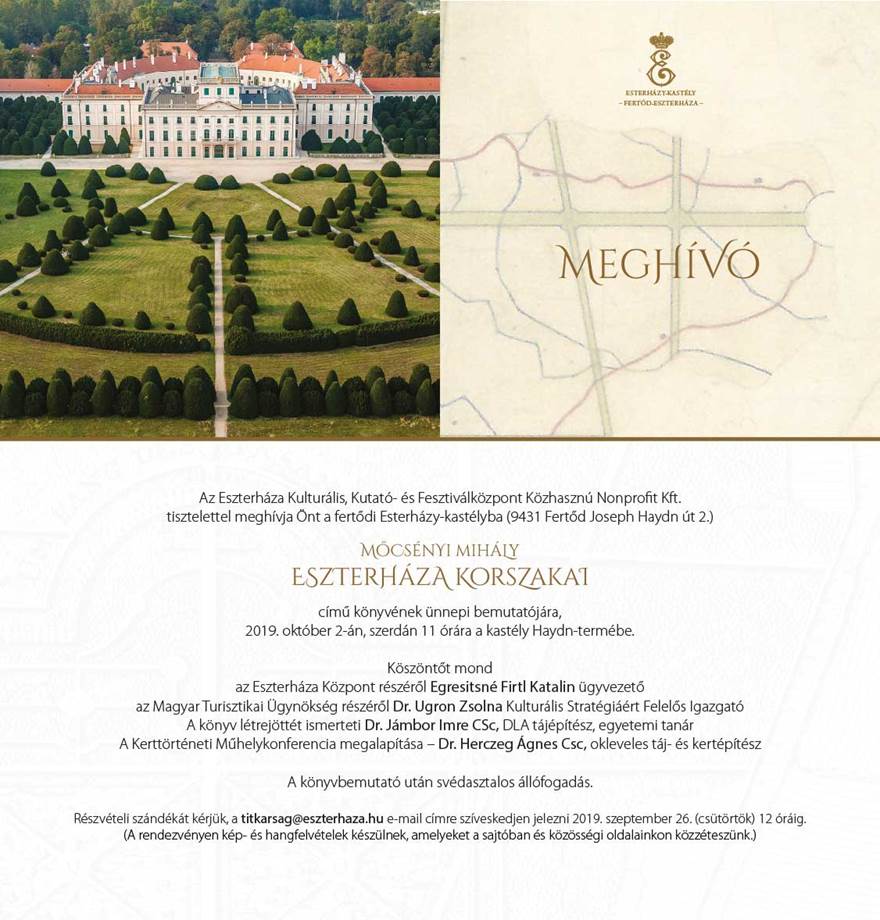 Meghívó - Mőcsényi Mihály: Eszterháza korszakai bemutató