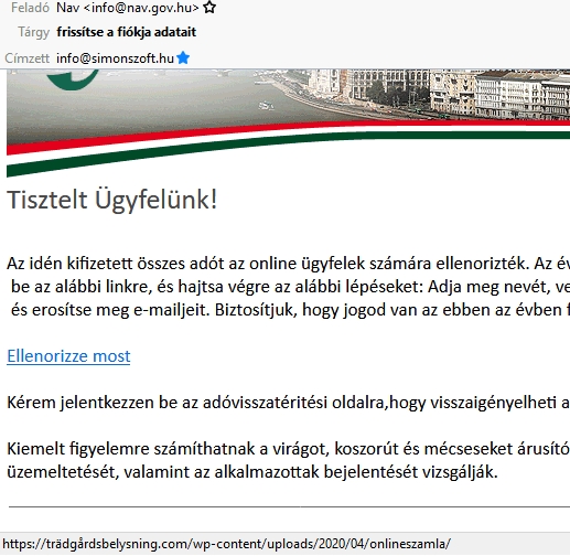 Figyelem, NAV nevében adathalász e-mail kering