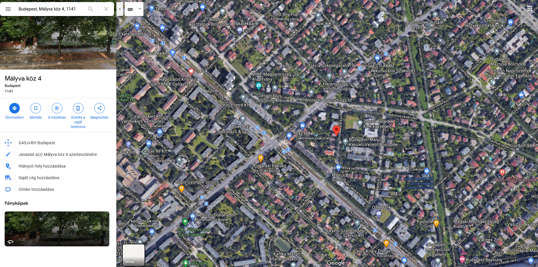 Budapest XIV. kerület Mályva köz 4.
